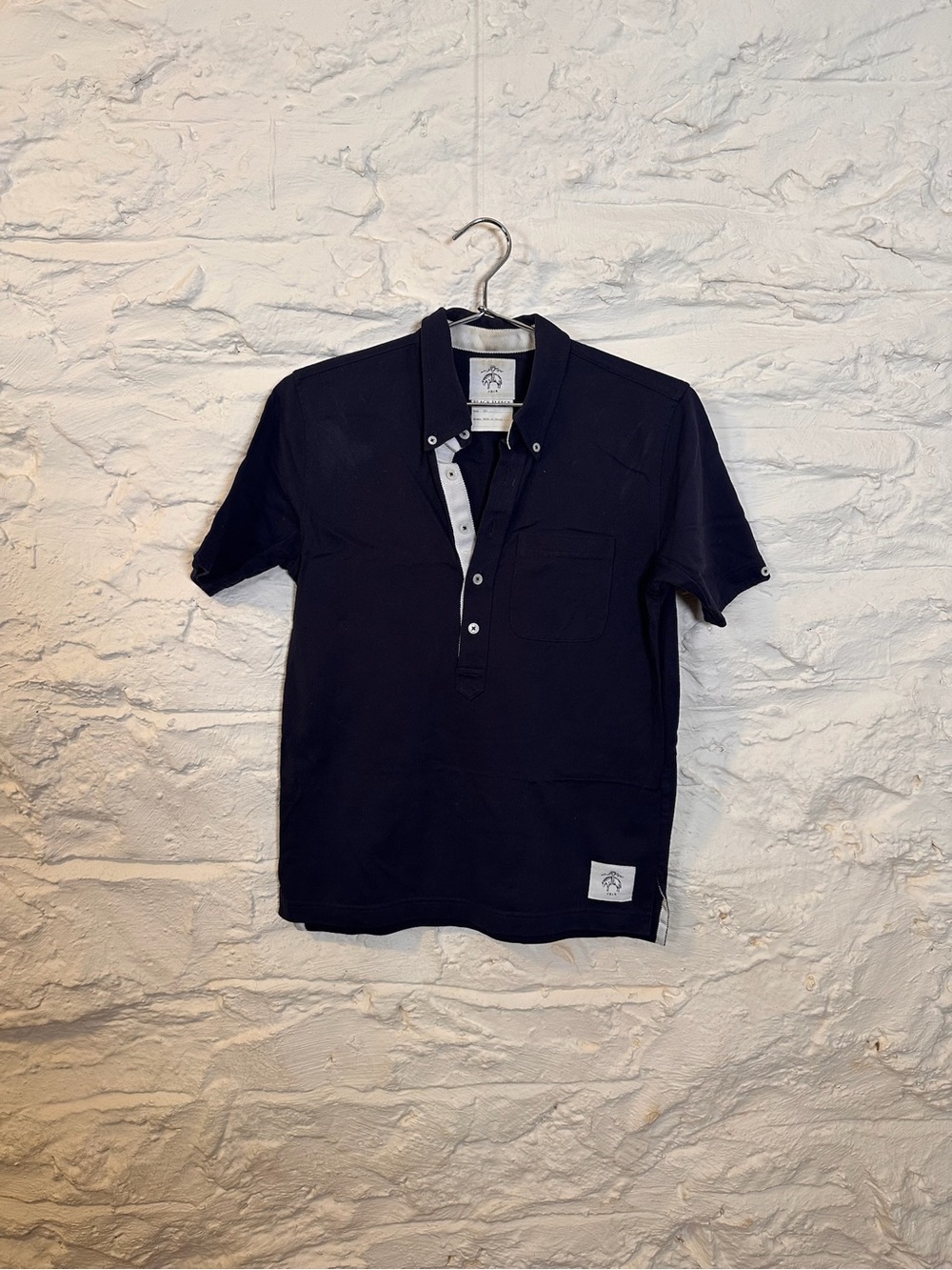 Brooks Brothers Navy Short-Sleeve Polo with Contrast Placket